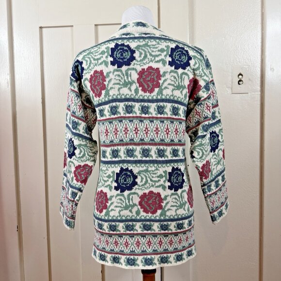 Vintage She Said Fair Isle Granny Cottage Core Mock Neck Sweater Small Coquette - Picture 5 of 7